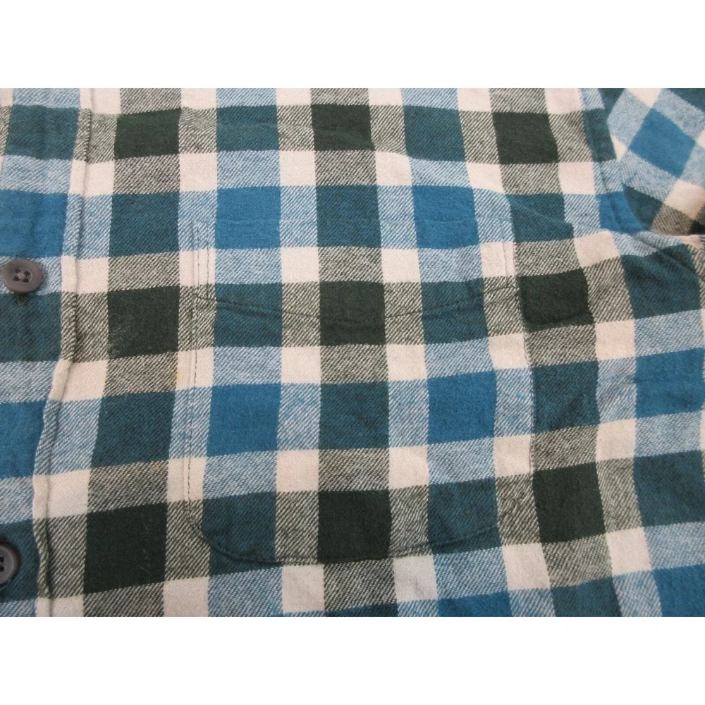 J CREW Shirt Mens L Blue Plaid Cotton Flannel Long Sleeve Button Up Slim Casual